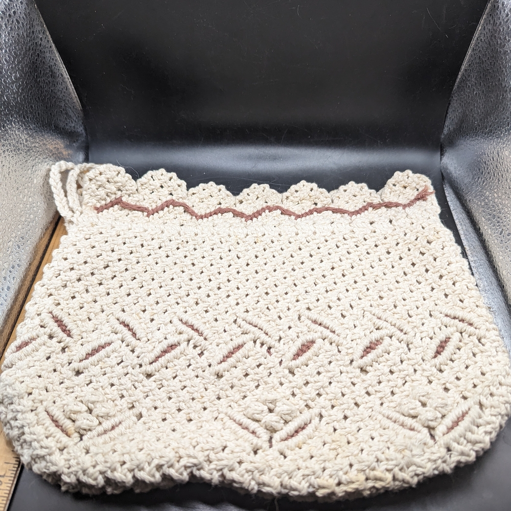 Vintage Handcrafted Cream Crochet Bag